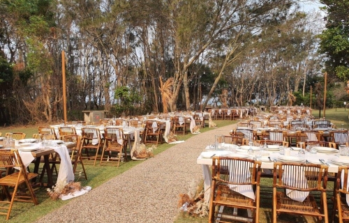 Bamboo chairs Beach side lawns Pacific Bay Resort