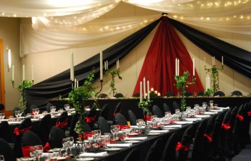 Star ceiling canopy black chair covers Medieval Pacific Bay Resort