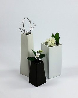 Vases Assorted Ceramic Square White + Black