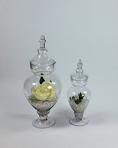 Tall Glass Covered Vase