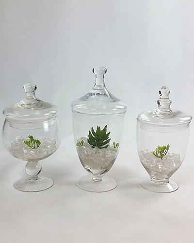 Assorted Glass Covered Vases
