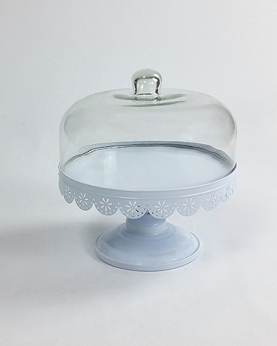 White Glass-top Cake Stand