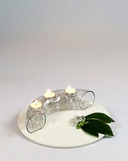 Glass Semi Circle Tealight Holder