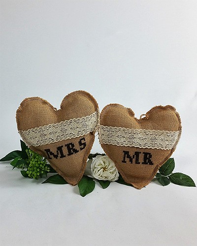 Hessian Mr & Mrs Hearts