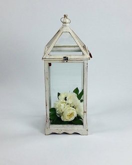 White Wood Glass Lantern