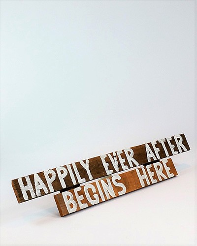 Wood "Happily Ever after Begins Here" Sign