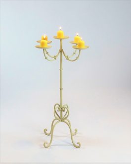 Candelabra Cream Wrought Iron 5 Pillar Candles (55 cm High x 30 cm Wide)