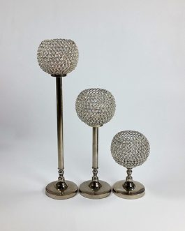 Candelabra Crystal Orbs (Large 80 cm High x 20 cm Wide) + (Medium 60 cm High x 20 cm Wide) + (Small 30 cm High x 20 cm Wide)