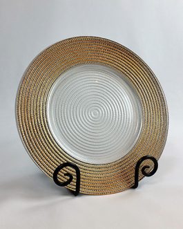 Charger Plate Glass Clear Gold Trim (33 cm Diameter) x 117