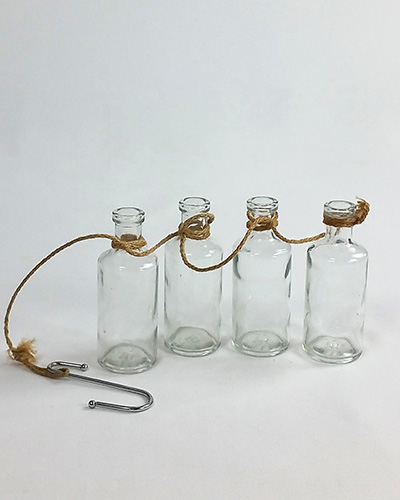 Glass Bottles x 4 on Rope