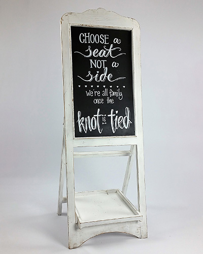 Sign Cream Free Standing Easel Black Board (Choose a Seat Not a Side WE are All Family Once the Knot is Tied)