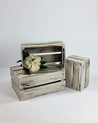 White Vintage Boxes Wooden (Set of 3)