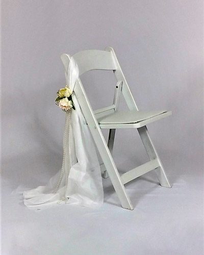 Chair-Malibu-white-padded-folding-+-fabric-pearls-roses-aisle-decor