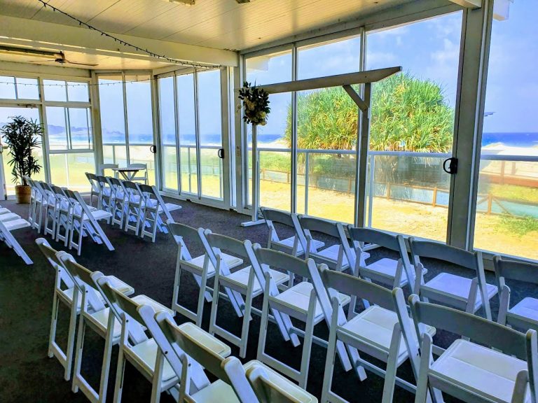 Wedding ceremony enclosed veranda wet weather option