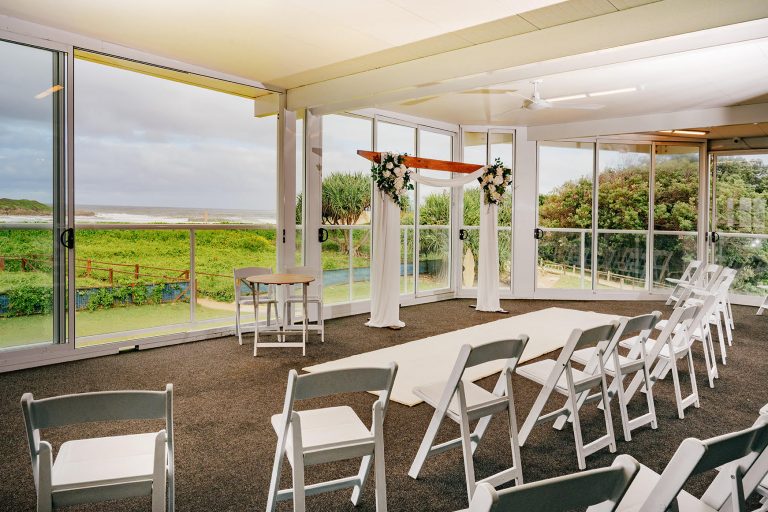 Wet weather ceremony enclosed veranda