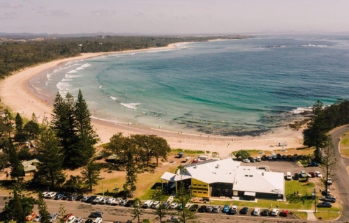 Woolgoolga Surf aerial photos of beach & club