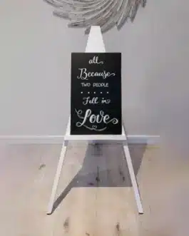 Sign Black Fell in Love+ white easel