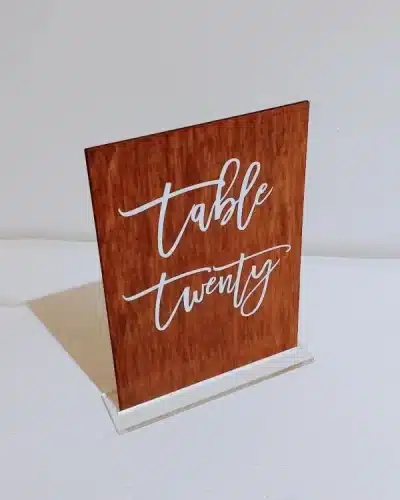 Table numbers walnut white writing